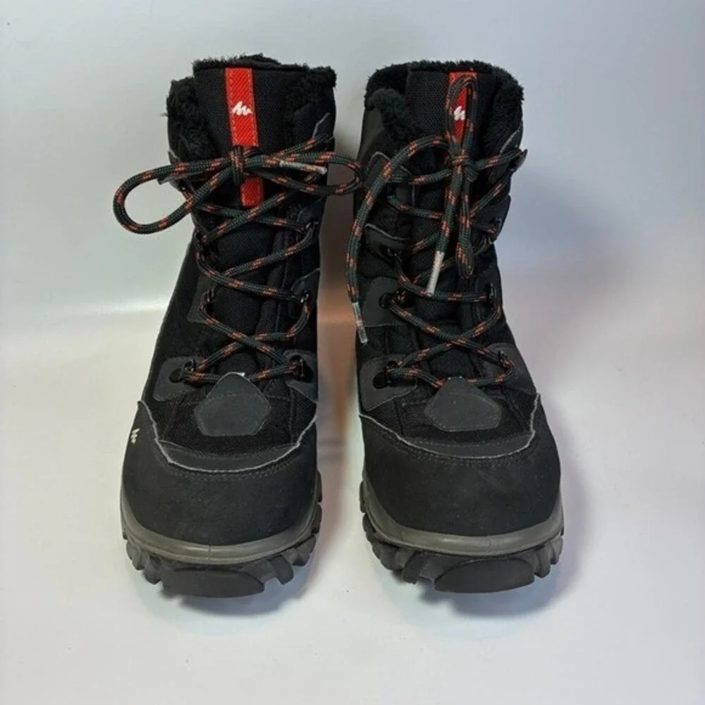 Quechua Kids Decathlon black and red snow boots‎ Sz 4 (eu 36) excellent
